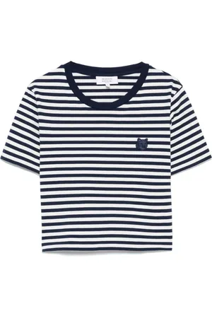 Maison Kitsuné Koszulki, Kobieta, Niebieski, XS, Niebieskie koszulki i pola z motywem lisa