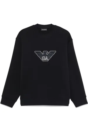 Emporio Armani Bluzy, Mężczyzna, Niebieski, L, Niebieski Sweter z Okrągłym Dekoltem