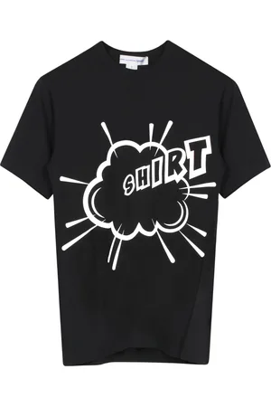 Comme des Garçons Koszulki, Mężczyzna, Czarny, M, Bawełna, Czarna Bawełniana Koszulka z Krótkim Rękawem i Grafiką