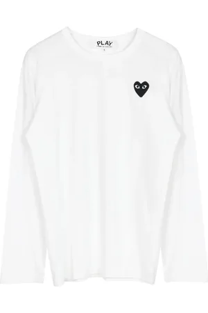 Comme des Garçons Koszulki, Mężczyzna, Biały, L, Czarna Koszulka z długim rękawem z logo serca