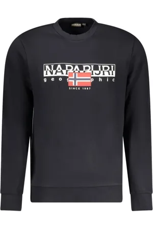 Napapijri Bluzy, Mężczyzna, Czarny, S, Czarny Bawełniany Sweter z Nadrukiem Logo