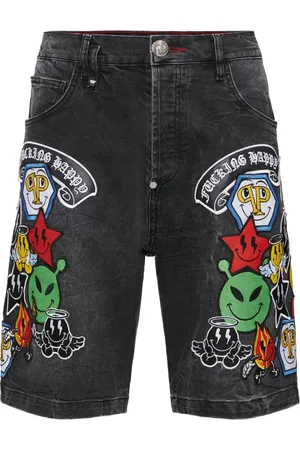 Philipp Plein Szorty, Mężczyzna, Czarny, W32, Denim, Stylowe Jeansyy Denim