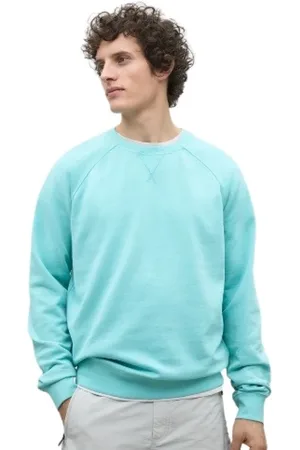 ECOALF Bluzy, Mężczyzna, Niebieski, S, Bawełna, Klasyczny Bawełniany Sweter z Wypustkami