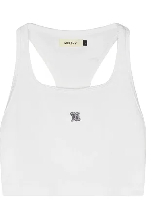 MISBHV Koszulki, Kobieta, Biały, S, Biała Tank Top z Haftowanym Logo