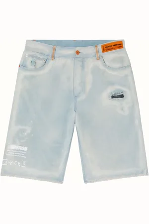 Heron Preston Szorty, Mężczyzna, Niebieski, W31, Denim, Niebieskie Szorty Dżinsowe Wykończenie Frędzle