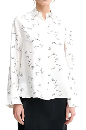 Max Mara Bluzki, Kobieta, Biały, L, Casual Chic Wzorzysta Koszula
