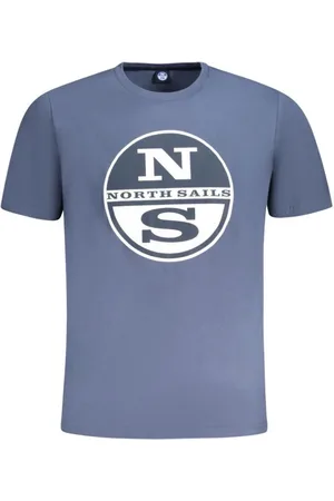 North Sails Koszulki, Mężczyzna, Niebieski, L, Niebieski Bawełniany T-shirt Męski z Ikonicznym Nadrukiem