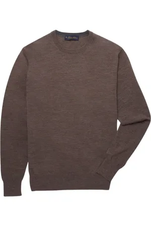 Brooks Brothers Swetry, Mężczyzna, brązowy, M, Wełna, Sweter z wełny merynosa z okrągłym dekoltem