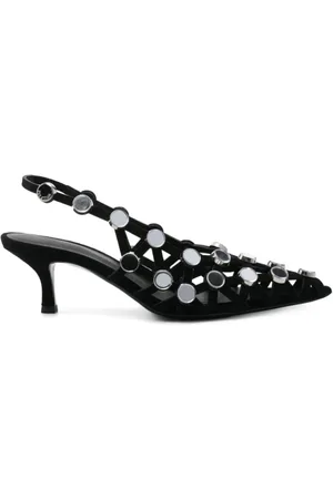 The Attico Buty, Kobieta, Czarny, 40 EU, Skóra, Czarne Grid Obcasy Eleganckie Buty