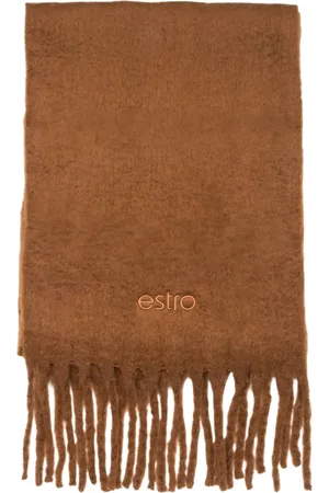 Estro Akcesoria, Kobieta, brązowy, ONE SIZE, Miękki brązowy szal z frędzlami dla kobiet