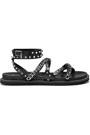 Cult Buty, Kobieta, Czarny, 37 EU, Sandaly Płaskie Czarne Skórzane