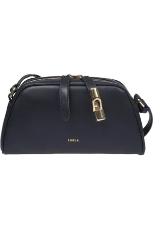 Furla Torebki, Kobieta, Czarny, ONE SIZE, Czarna Torba na Ramię z Złotym Zamkiem
