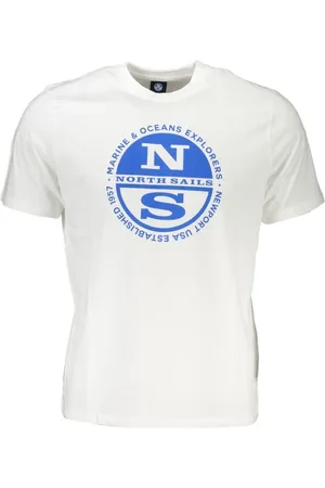 North Sails Koszulki, Mężczyzna, Biały, L, Bawełniana Koszulka z Nadrukiem Logo