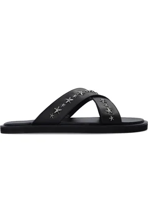 Jimmy Choo Buty, Mężczyzna, Czarny, 41 EU, Czarne Skórzane Sandały dla Mężczyzn