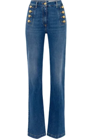 Elisabetta Franchi Jeansy, Kobieta, Niebieski, W29, Denim, Jeansyy o wysokim staniku w kolorze vintage