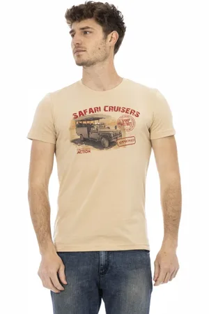 Trussardi Koszulki, Mężczyzna, Beżowy, M, Casual T-shirt z okrągłym dekoltem i krótkim rękawem