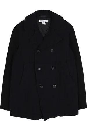 Comme des Garçons Płaszcze, Mężczyzna, Czarny, M, Nylon, Czarny wełniany płaszcz z podwójnym rzędem guzików