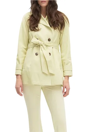 MARELLA Kurtki, Kobieta, Zielony, M, Bawełna, Elegancki Trenchcoat z Paskiem w Talii