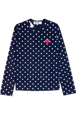 Comme des Garçons Koszulki, Kobieta, Niebieski, M, Niebieski T-shirt z długim rękawem w groszki