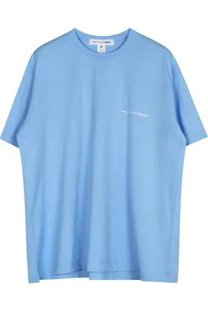 Comme des Garçons Koszulki, Mężczyzna, Niebieski, M, Niebieski T-shirt z Logo z Krótkim Rękawem