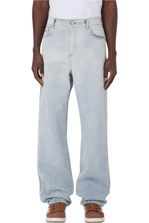 Msgm Jeansy, Mężczyzna, Niebieski, S, Denim, Jeansyy z bocznymi paskami w nowoczesnym fasonie