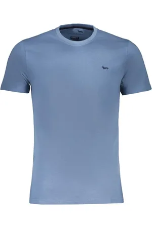 HARMONT&BLAINE Koszulki, Mężczyzna, Niebieski, L, Niebieski Bawełniany T-shirt