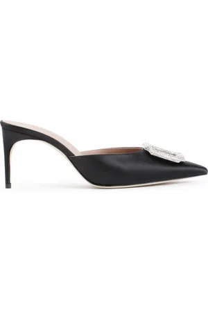 MALONE SOULIERS Buty, Kobieta, Czarny, 36 EU, Czarne Satynowe Kryształowe Mules