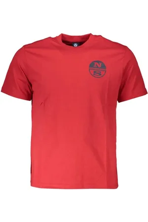 North Sails Koszulki, Mężczyzna, Czerwony, 2XL, Nadruk Logo T-shirt z Okrągłym Dekoltem