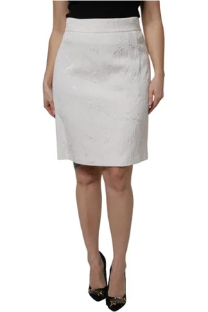 Dolce & Gabbana Spódnice, Kobieta, Biały, M, Nylon, Pikowana spódnica ołówkowa z wysokim stanem