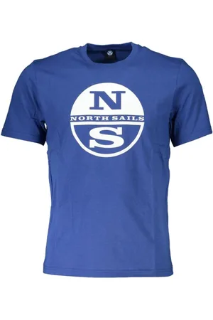 North Sails Koszulki, Mężczyzna, Niebieski, L, Bawełna, Niebieski Bawełna Druk Logo T-shirt