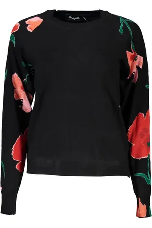 Desigual Swetry, Kobieta, Czarny, S, Elegancki Sweter z Kontrastem