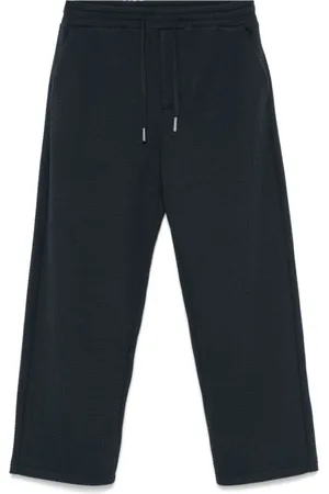 Emporio Armani Spodnie, Mężczyzna, Niebieski, S, Niebieskie ekskluzywne spodnie z ściągaczem w pasie