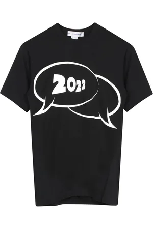 Comme des Garçons Koszulki, Mężczyzna, Czarny, M, Czarna Bawełniana Koszulka z Krótkim Rękawem z Nadrukiem
