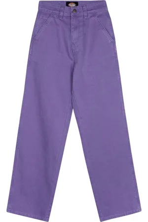 Dickies Spodnie, Kobieta, Fioletowy, W25, Bawełna, Fioletowe spodnie z płótna prostego kroju