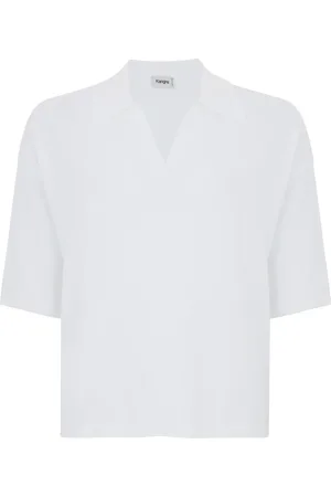 KANGRA CASHMERE Koszulki, Kobieta, Biały, M, Bawełna, Bianco T-shirt Klasyczny Fason Bawełna