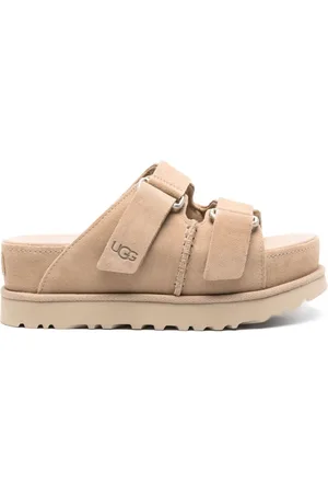 UGG Buty, Kobieta, Beżowy, 39 EU, Zamsz, Beżowe Sandały z Wyściełanym Designem