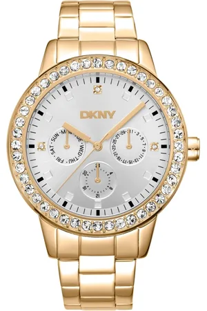 DKNY Akcesoria, Kobieta, Żółty, ONE SIZE, Elegancki Chronograf z kwarcem z zapięciem Deployant