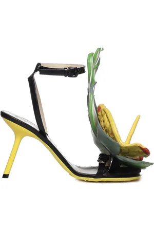 Loewe Buty, Kobieta, Wielobarwność, 36 EU, Czarne Skórzane Sandały Petal