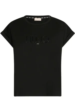 Liu Jo Koszulki, Kobieta, Wielobarwność, S, Podstawowy T-shirt z okrągłym dekoltem i nadrukiem logo