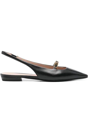 Emporio Armani Buty, Kobieta, Czarny, 37 EU, Czarne płaskie buty z paskiem na pięcie