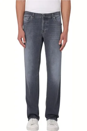 Dondup Jeansy, Mężczyzna, Czarny, W34, Czarne Straight Leg Jeansy Casual Fit