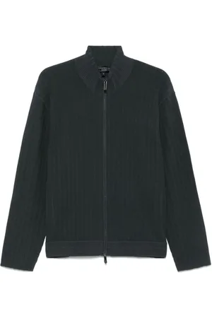 Emporio Armani Kurtki, Mężczyzna, Zielony, L, Szara Sweter z Kieszeniami na Zamek