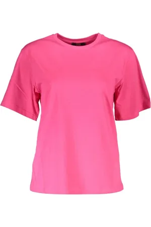 Roberto Cavalli Koszulki, Kobieta, Różowy, L, Bawełna, Różowy Bawełniany T-shirt Damski