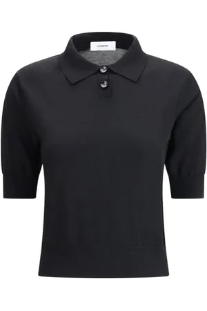 LARDINI Koszulki, Kobieta, Czarny, XS, Elegancka Koszulka Polo z Wysokim Brzegiem