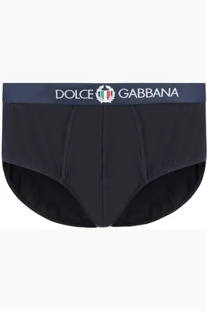 Dolce & Gabbana Bielizna, Mężczyzna, Czarny, L, Bawełniane figi z logo na pasku