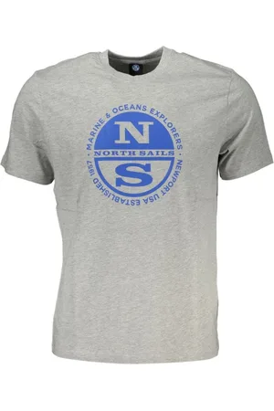 North Sails Koszulki, Mężczyzna, Szary, 2XL, Szara Bawełniana T-shirt z nadrukiem logo