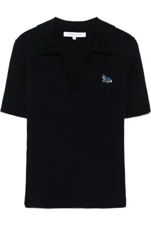 Maison Kitsuné Koszulki, Kobieta, Niebieski, XS, Granatowy Sweter z Polokraglym Kołnierzem
