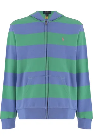 Ralph Lauren Bluzy, Mężczyzna, Wielobarwność, L, Bawełna, Paski Bluza z Zamkiem Zielono Niebieska