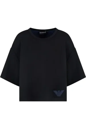 Emporio Armani Koszulki, Kobieta, Niebieski, M, Wiskoza Poliamid Elastan Cupro Tkanina