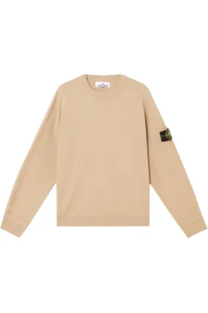 Stone Island Bluzy, Mężczyzna, brązowy, L, Organiczny Bawełniany Sweter z Okrągłym Dekoltem